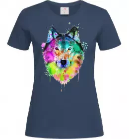 Женская футболка Wolf splashes Темно-синий фото