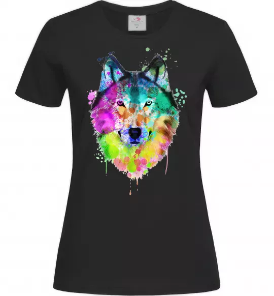 Женская футболка Wolf splashes Черный фото