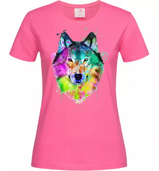 Женская футболка Wolf splashes Ярко-розовый фото
