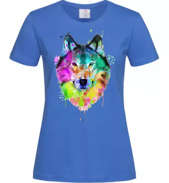 Женская футболка Wolf splashes Ярко-синий фото
