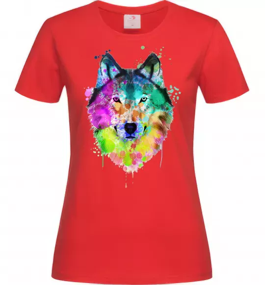 Женская футболка Wolf splashes Красный фото
