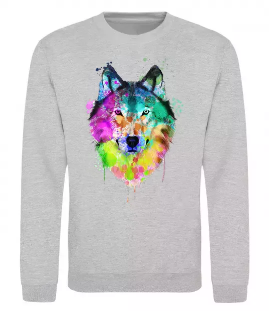 Світшот Wolf splashes Сірий меланж фото