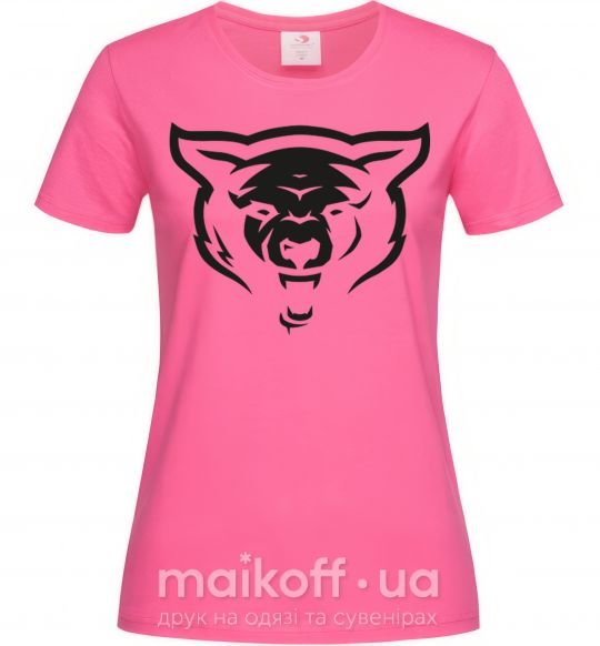 Женская футболка Wolf screaming Ярко-розовый фото
