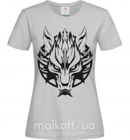 Жіноча футболка Черный волк Сірий фото