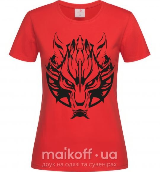Жіноча футболка Черный волк Червоний фото