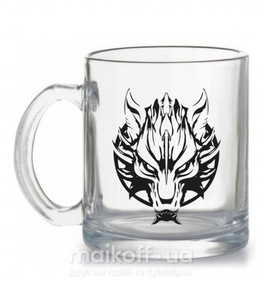 Чашка скляна Черный волк Прозорий фото