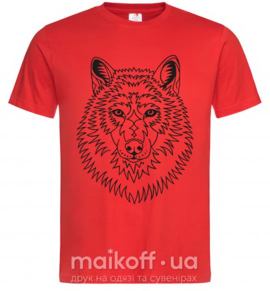 Чоловіча футболка Волк узор Червоний фото