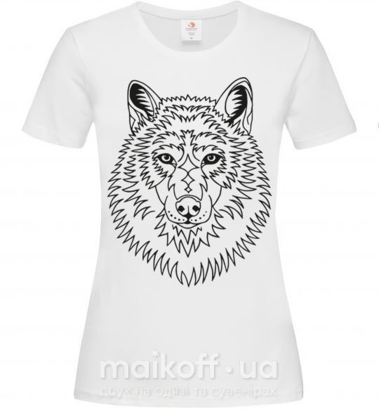 Женская футболка Волк узор Белый фото