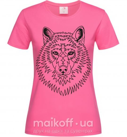 Жіноча футболка Волк узор Яскраво-рожевий фото