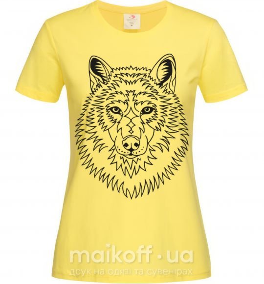 Женская футболка Волк узор Лимонный фото