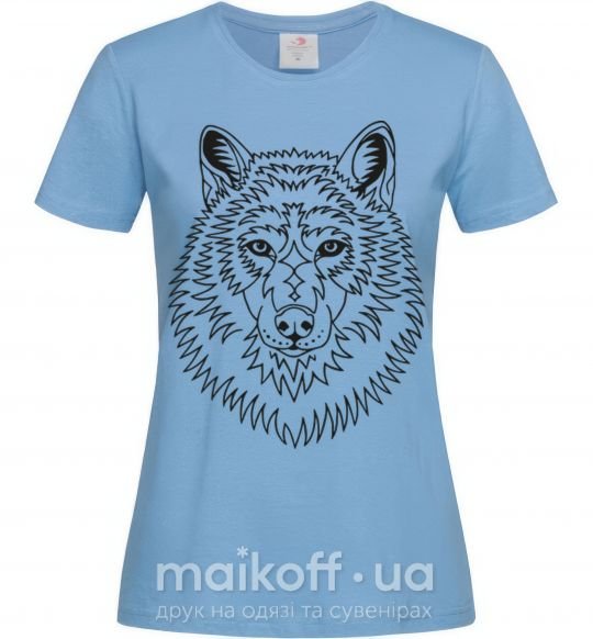 Женская футболка Волк узор Голубой фото