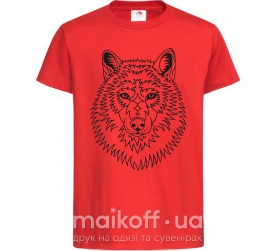 Детская футболка Волк узор Красный фото
