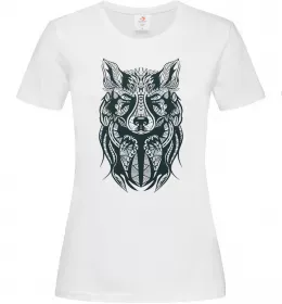 Женская футболка Вовк голова Черный фото