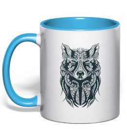 Чашка з кольоровою ручкою Wolf eyes