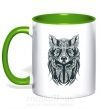 Чашка з кольоровою ручкою Wolf eyes Зелений фото