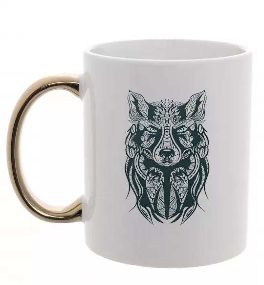 Чашка з кольоровою ручкою Wolf eyes Золото фото