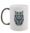 Чашка з кольоровою ручкою Wolf eyes Срібло фото