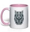Чашка з кольоровою ручкою Wolf eyes Ніжно рожевий фото