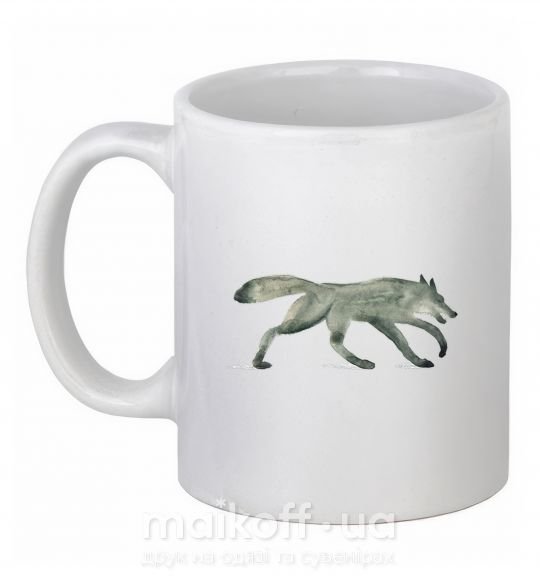 Чашка керамічна Walking wolf Білий фото