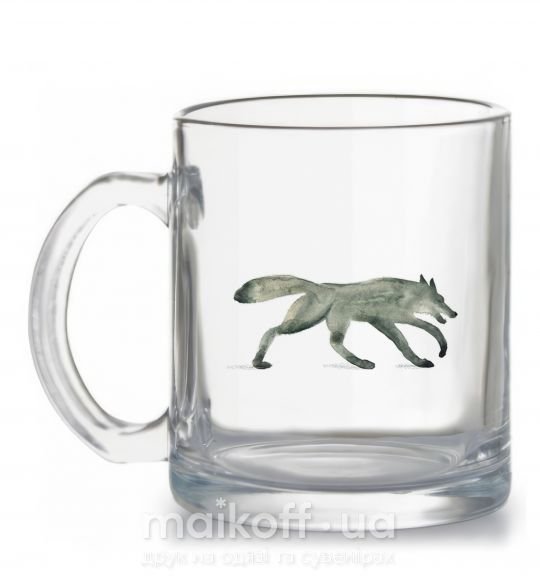Чашка стеклянная Walking wolf Прозрачный фото