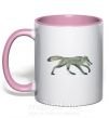 Чашка з кольоровою ручкою Walking wolf Ніжно рожевий фото