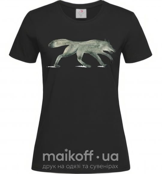 Женская футболка Walking wolf Черный фото