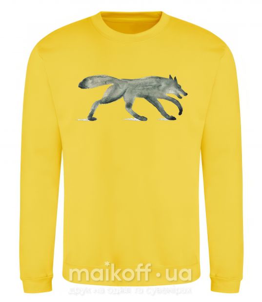 Світшот Walking wolf Сонячно жовтий фото