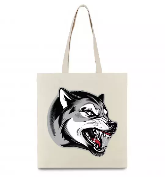 Еко-сумка Вовчий оскал Бежевий фото