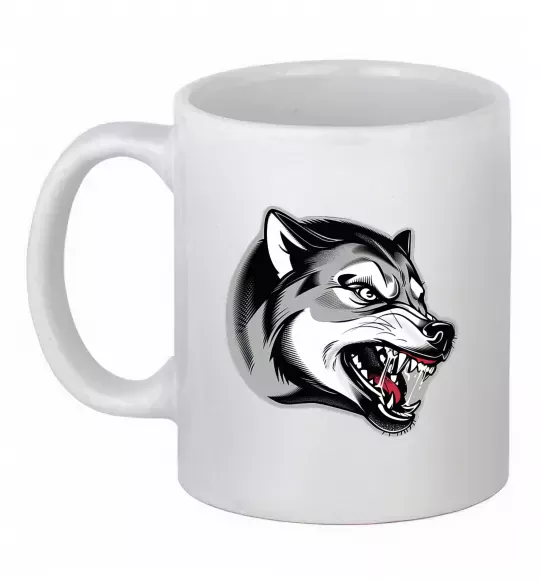 Чашка керамічна Вовчий оскал Білий фото