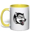 Чашка с цветной ручкой Вовчий оскал Солнечно желтый фото