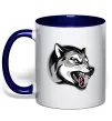 Чашка с цветной ручкой Вовчий оскал Глубокий темно-синий фото