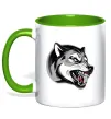 Чашка з кольоровою ручкою Вовчий оскал Лаймовий фото