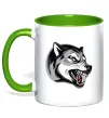 Чашка с цветной ручкой Вовчий оскал Зеленый фото