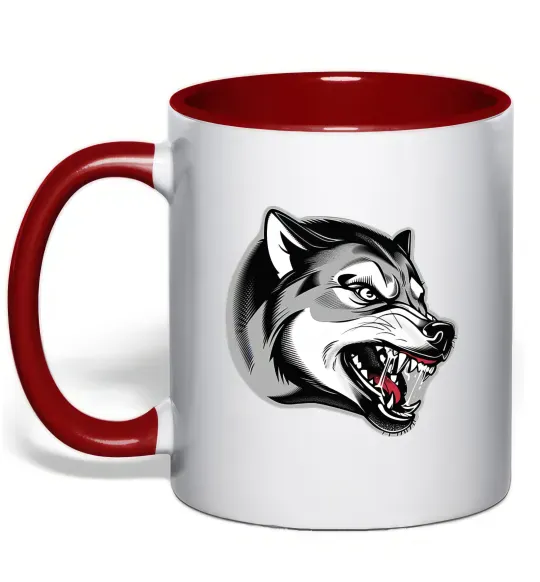 Чашка с цветной ручкой Вовчий оскал Красный фото