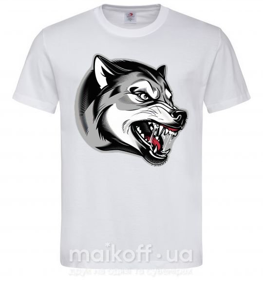 Мужская футболка Волчий оскал Белый фото