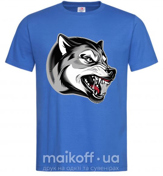 Мужская футболка Волчий оскал Ярко-синий фото