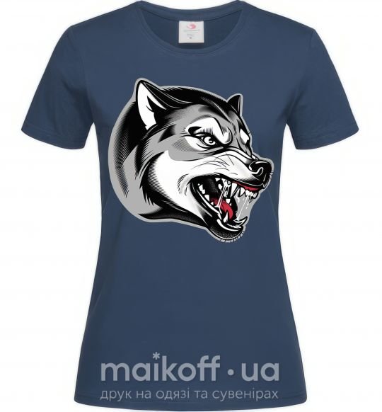 Женская футболка Волчий оскал Темно-синий фото