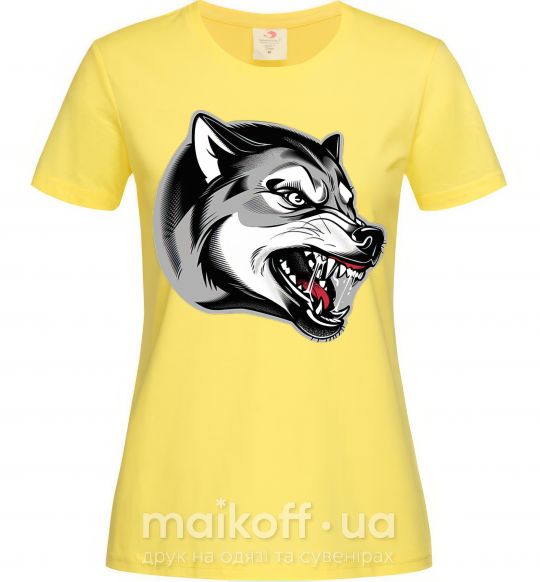 Женская футболка Волчий оскал Лимонный фото