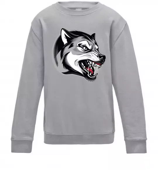 Дитячий світшот Вовчий оскал Сірий меланж фото