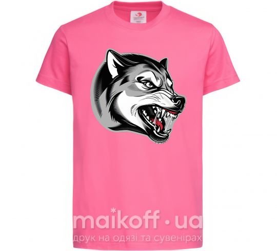 Дитяча футболка Волчий оскал Яскраво-рожевий фото