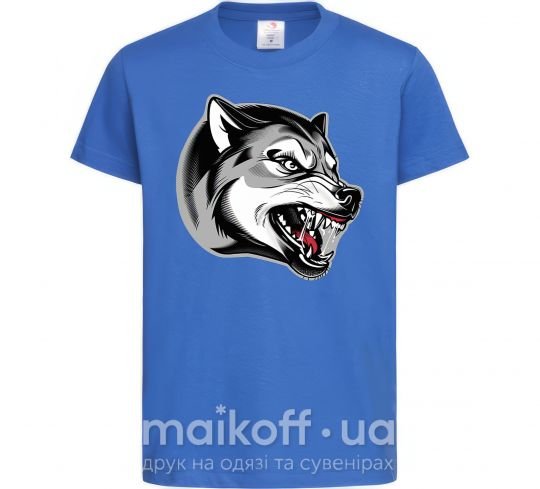 Детская футболка Волчий оскал Ярко-синий фото