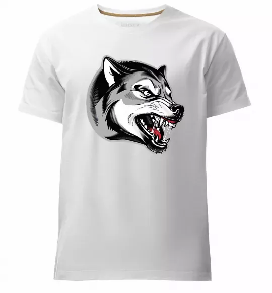 Чоловіча преміум футболка Вовчий оскал Білий фото