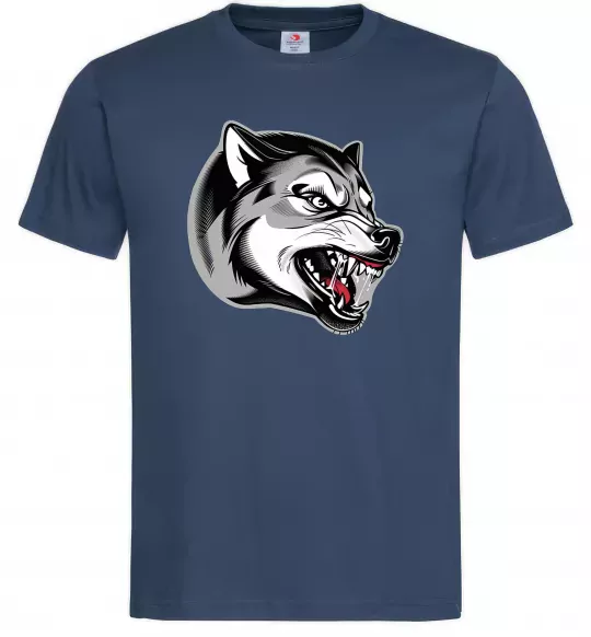 Мужская футболка Вовчий оскал Темно-синий фото