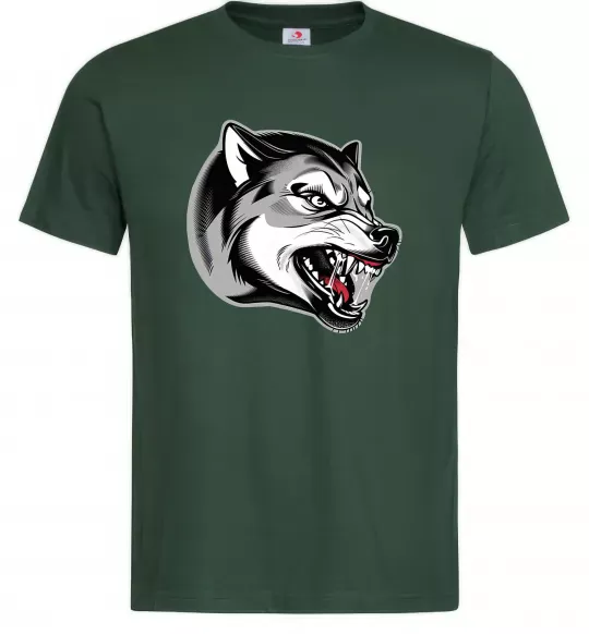 Мужская футболка Вовчий оскал Темно-зеленый фото