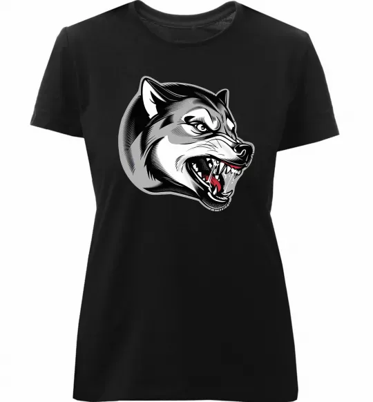 Жіноча преміум футболка Вовчий оскал Чорний фото