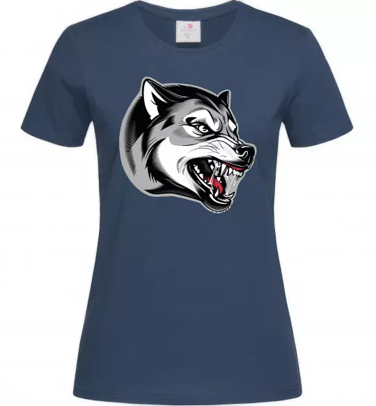 Жіноча футболка Вовчий оскал Темно-синій фото
