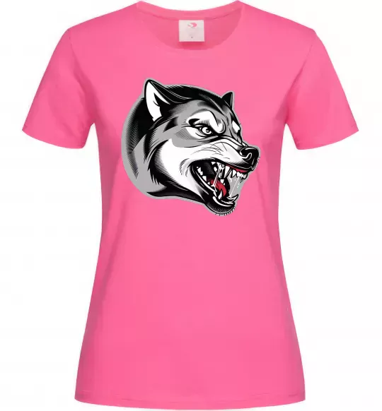 Жіноча футболка Вовчий оскал Яскраво-рожевий фото