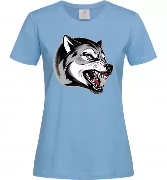 Жіноча футболка Вовчий оскал Блакитний фото