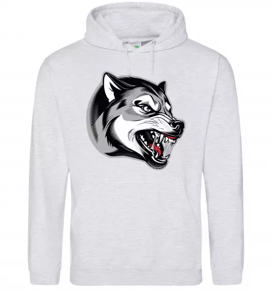 Женская толстовка (худи) Вовчий оскал Серый меланж фото