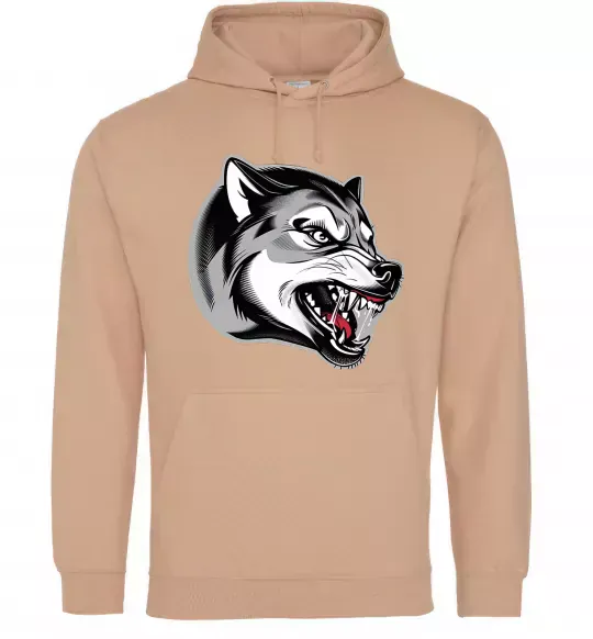 Женская толстовка (худи) Вовчий оскал Песочный фото
